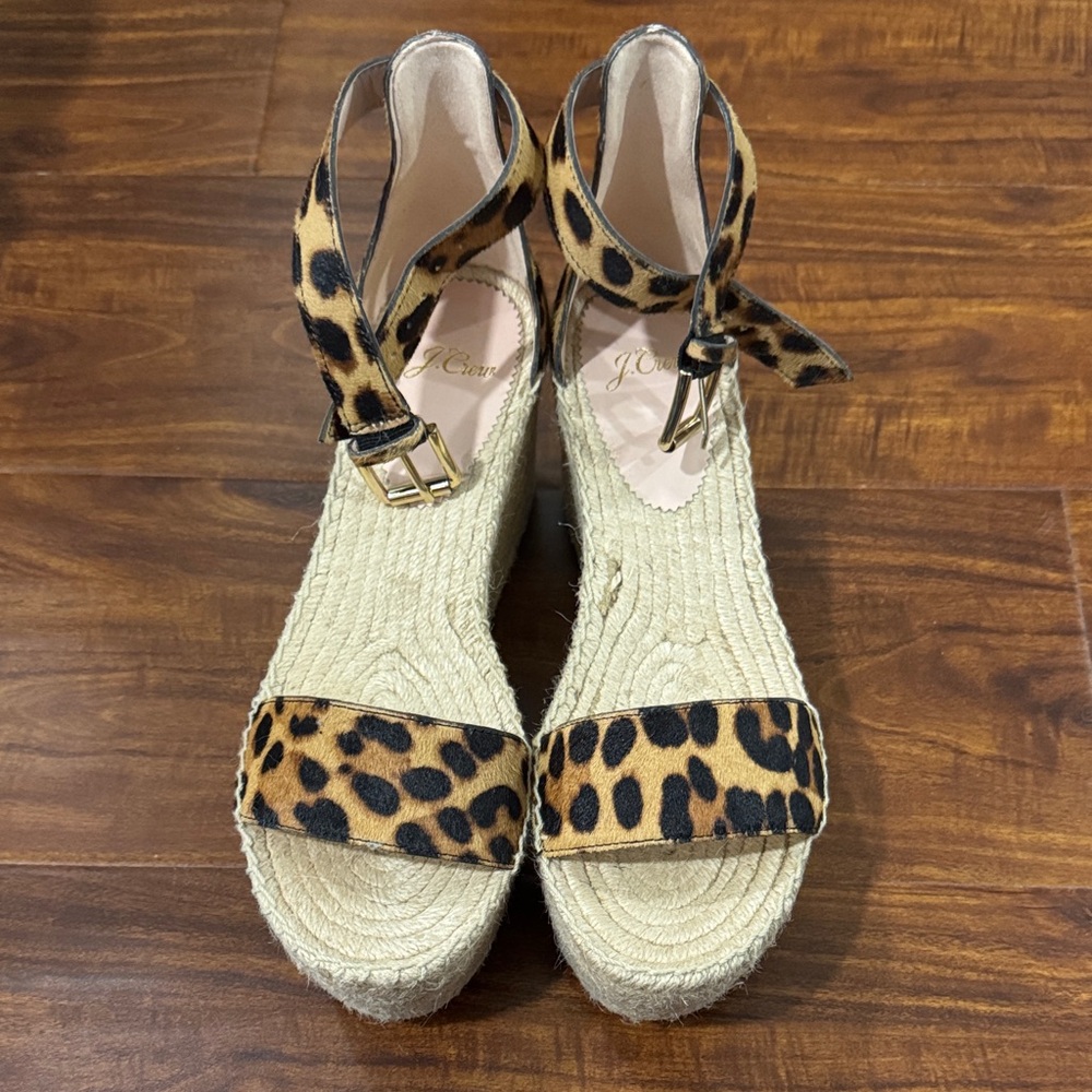 J. Crew Leopard Print Platform Espadrille Sandals